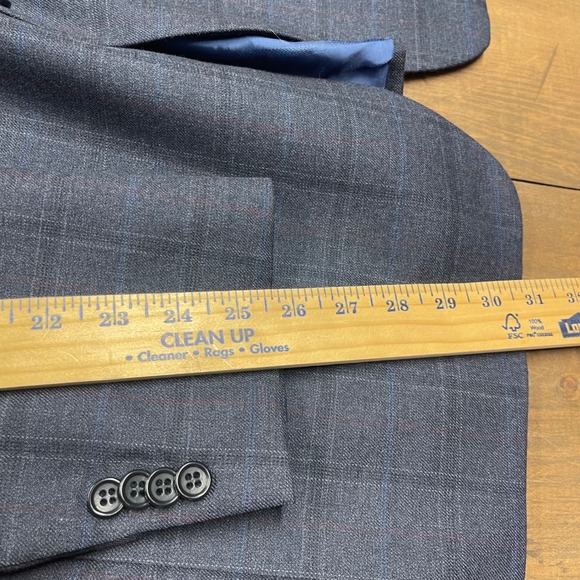 Michael Kors Mens 42L 100% wool Plaid Blazer Suit Jacket Navy Blue professional - Picture 9 of 9
